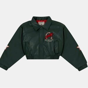 WISH ME LUCK UNISEX GREEN BOMBER JACKET SIZE XS